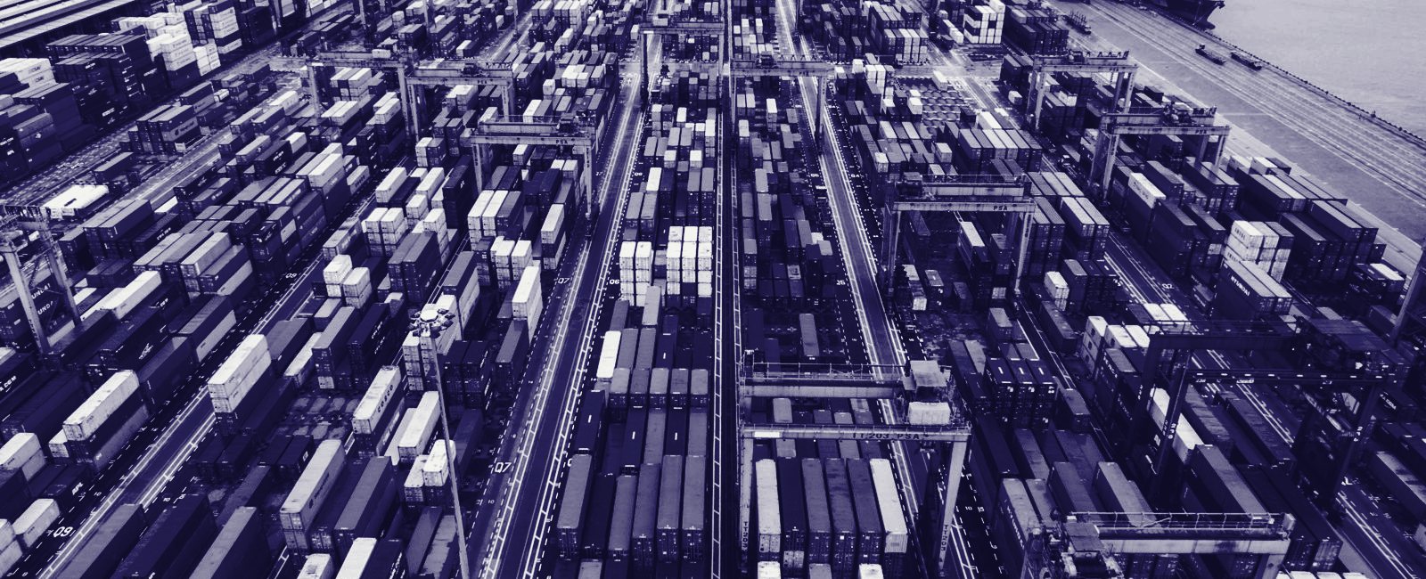 A container terminal in deep perspective